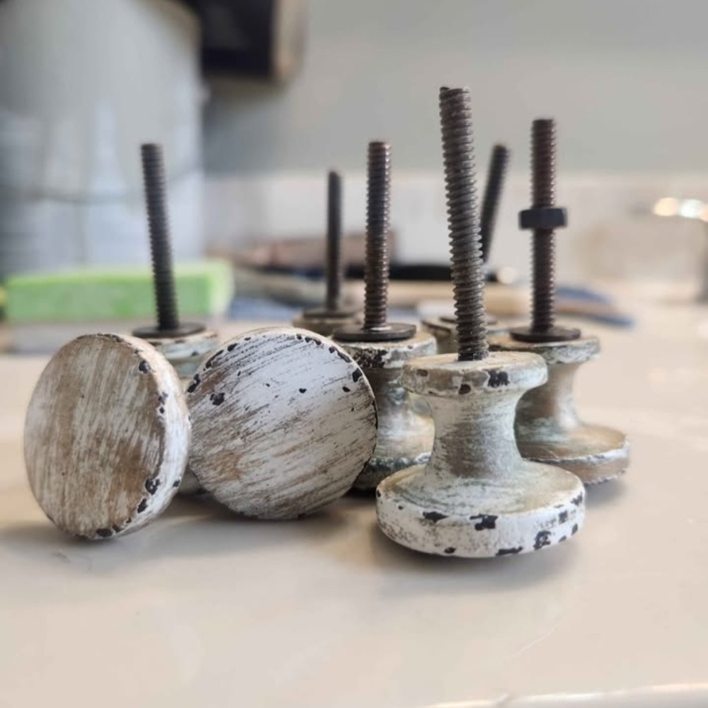 Hobby Lobby Rustic Knobs - Distressed White and Brown